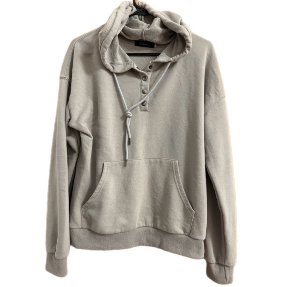 Gray Lillusory Hooded Sweatshirt with Button Detail Size Small